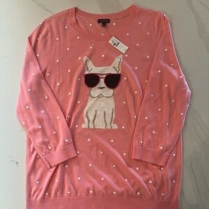 Pink French Bulldog Sweater by Talbots